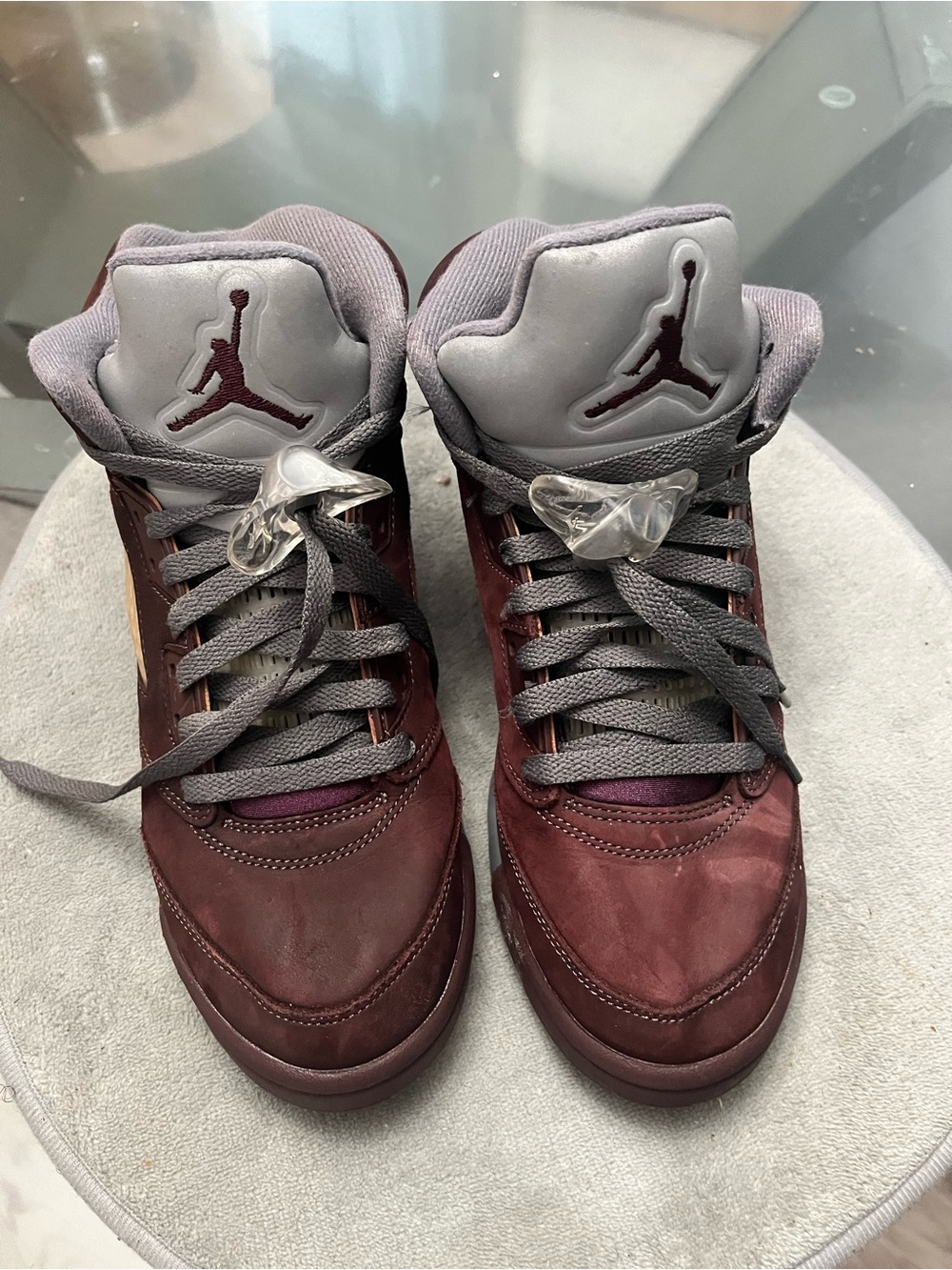 Jordan Men's Burgundy and Gray High-Top Sneakers